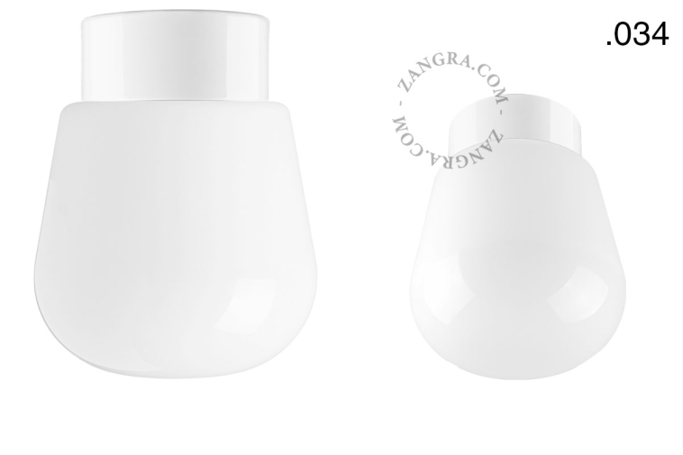 White porcelain lamp with glass lampshade.