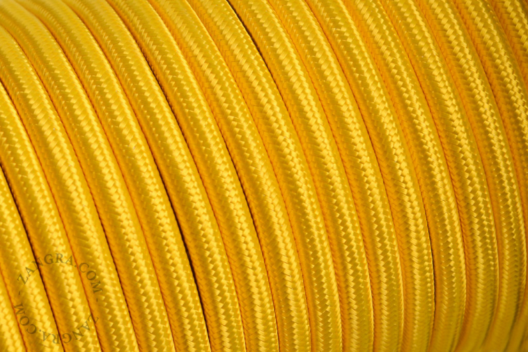 Yellow fabric cable.