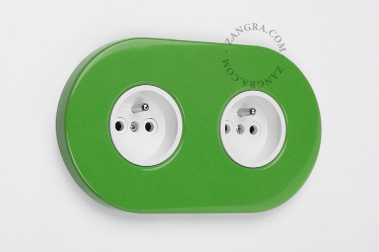 Green double flush mount socket.
