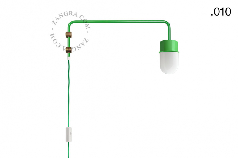 green wall lamp with swing arm
