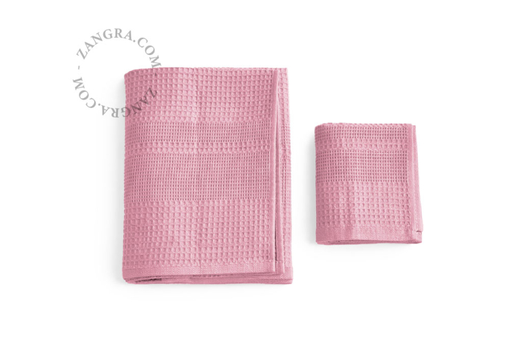 Våffelväv badhandduk – puderrosa.