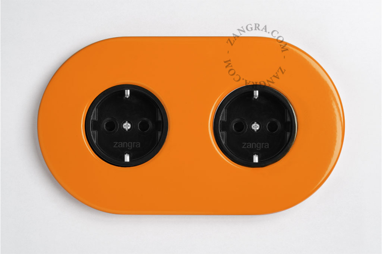 orange double flush mount socket