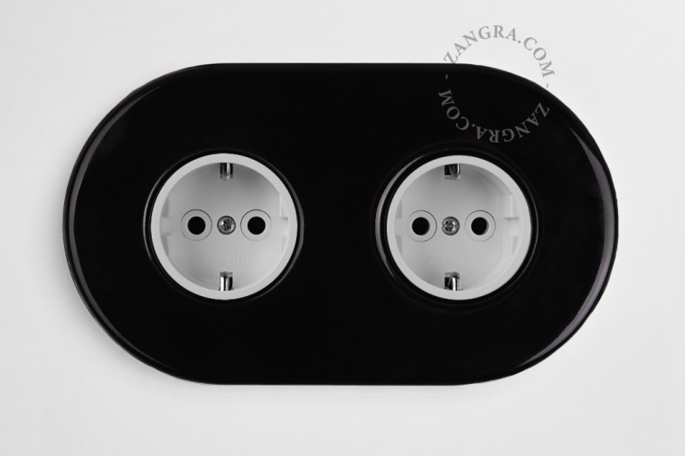 Black porcelain double outlet.