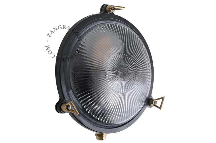 black brass marine wall light for outdoor use or bathroom