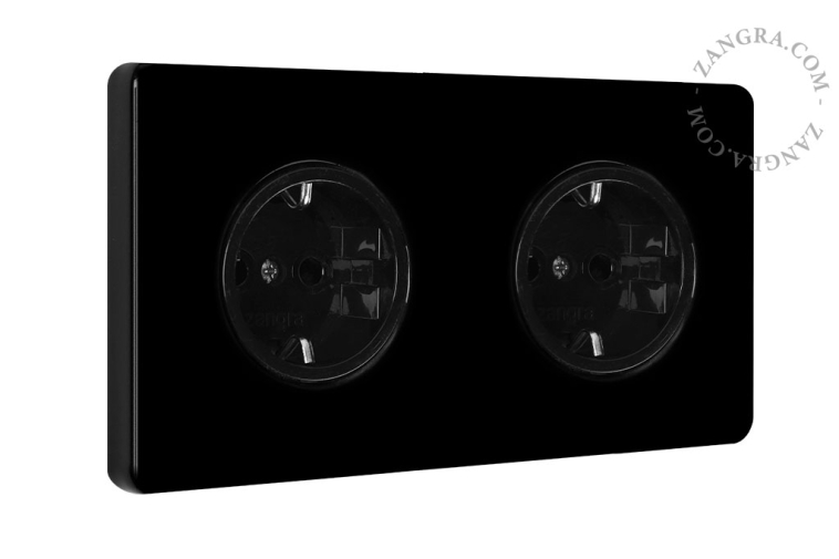 double flush mount black porcelain outlet
