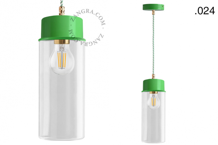 green pendant light with glass shade