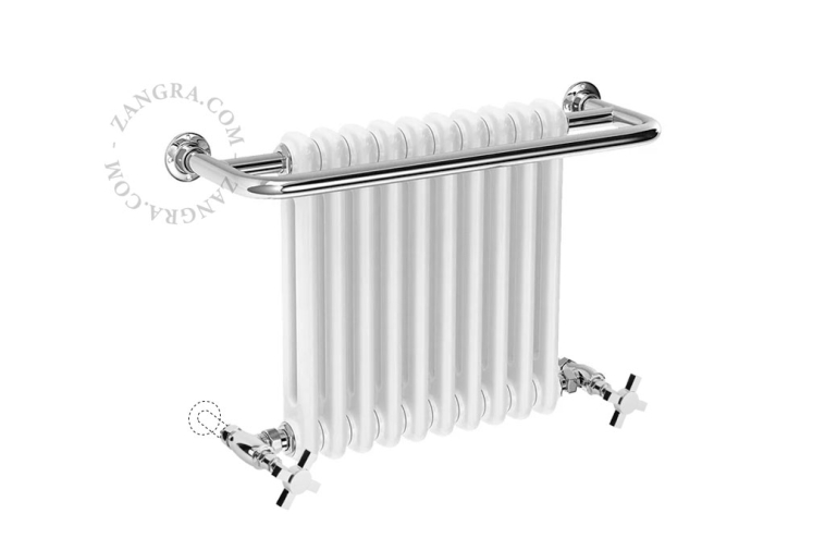 Traditional heated towel rail.