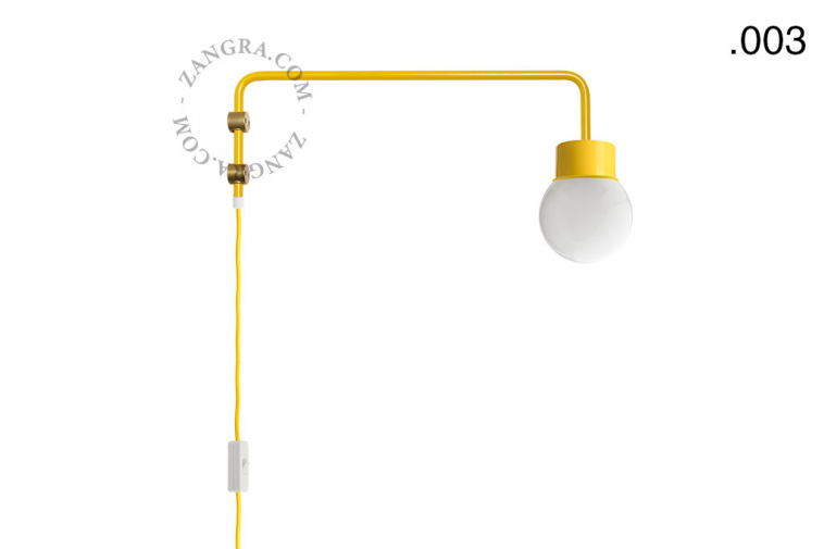lacquered lamp swivel rod yellow  brass and steel wall lamp