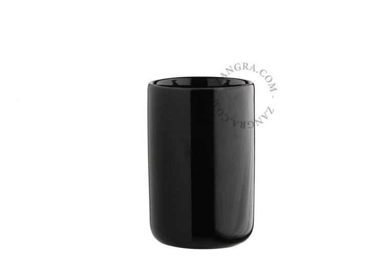 black porcelain toothbrush holder, box and cup set