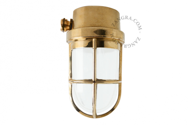 marine-inspired brass wall or ceiling light with opal glass