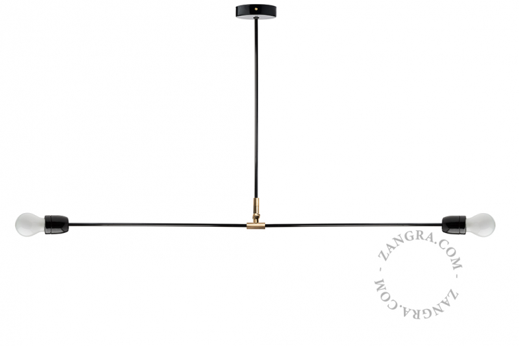 black or white porcelain ceiling light with double arm