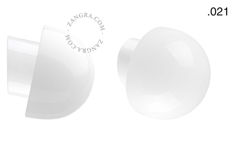 White porcelain wall light with glass lampshade.