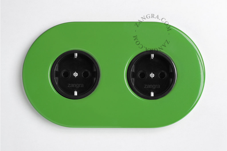 Green double flush mount socket.