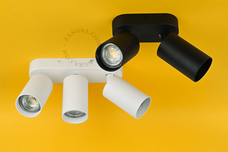 Surface-mounted double LED spotlight.