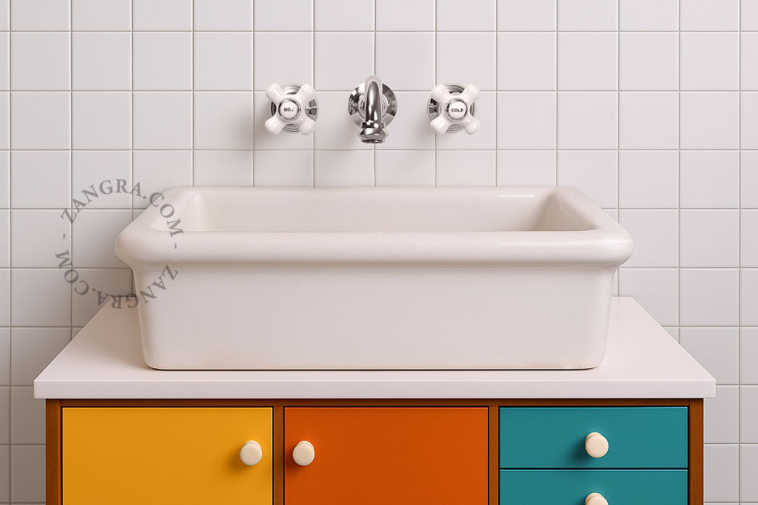 Retro wall-mounted mixer tap.