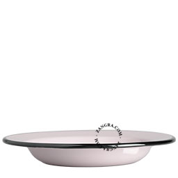 Pink enamel soup plate by belgian brand