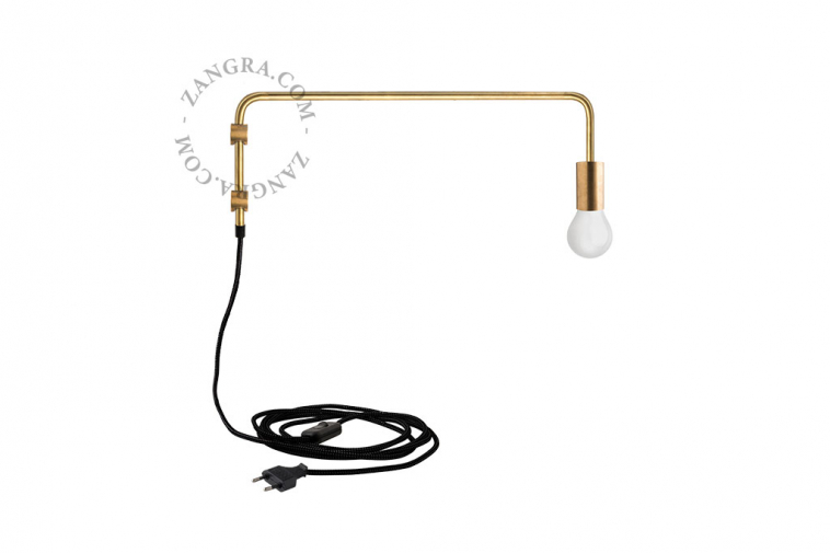Brass wall light with swing arm and plug