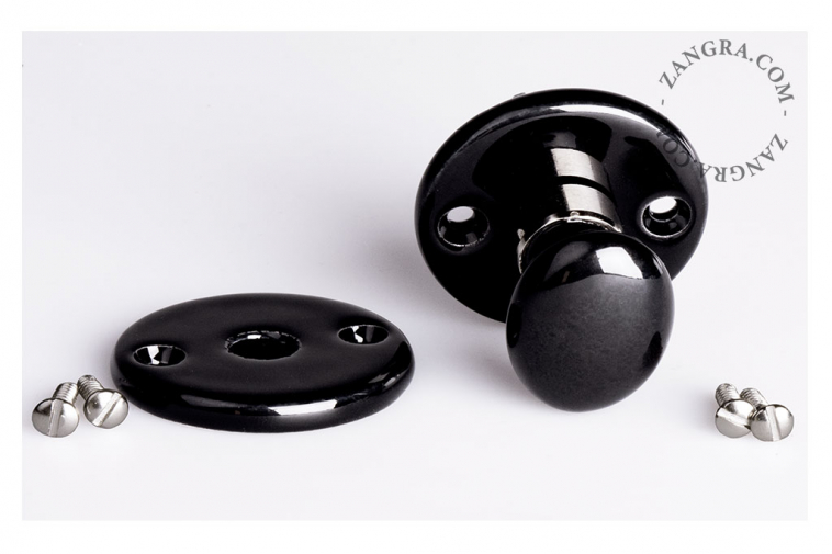 Thumb turn and release in black porcelain.