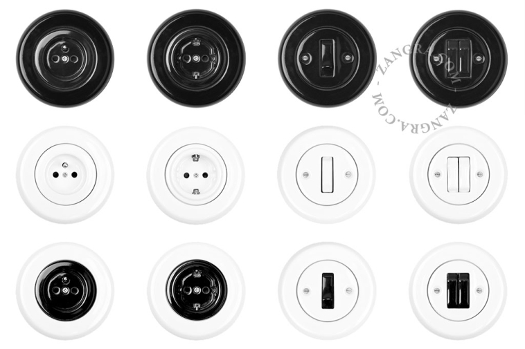 Interruptor de porcelana preta.