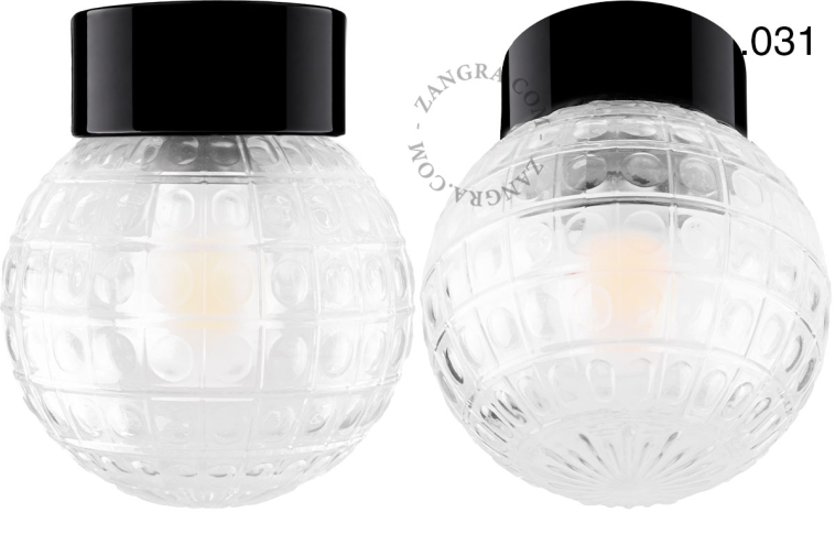 Czarna porcelanowa lampa ścienna lub sufitowa okrągła - retro.
