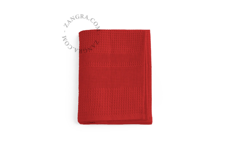 Rode nid d'abeille handdoeken.