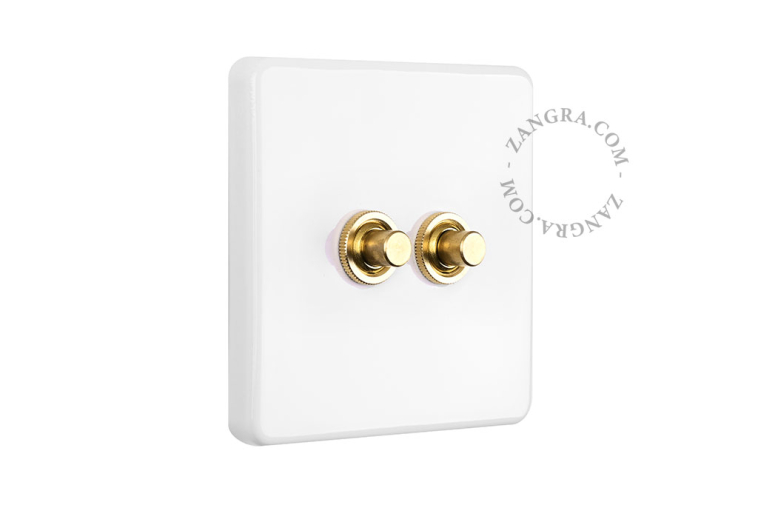 White porcelain square-shaped push-button.