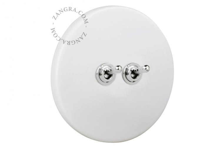 matte white porcelain switch - double two-way or simple nickel-plated toggle switch
