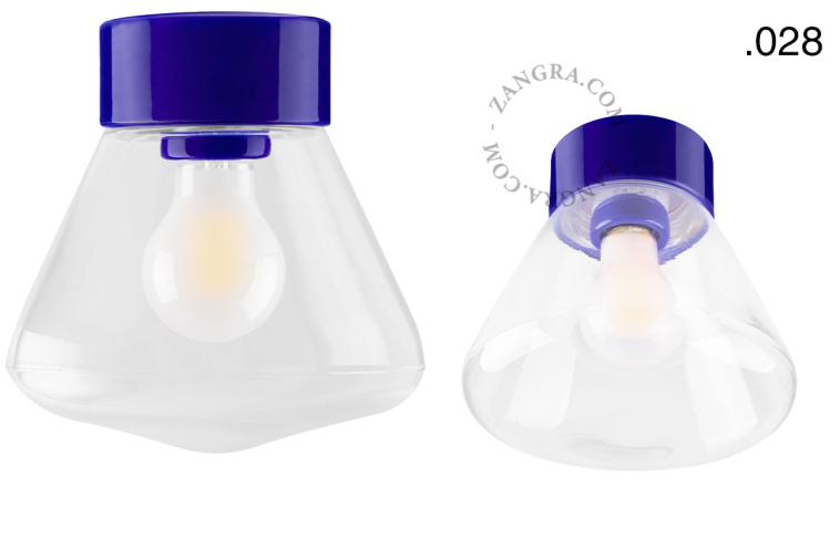 Blauwe, porseleinen lamp.