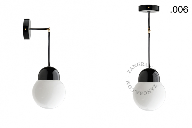 black porcelain wall or ceiling light with glass shade