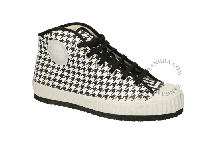 Retro black and white tartan sneakers