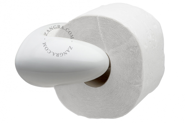 white porcelain toilet paper holder