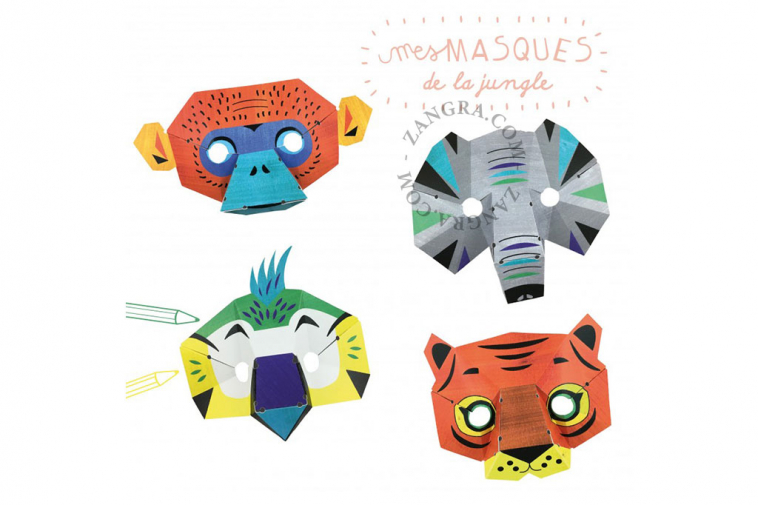 masques d'animaux en carton à colorier