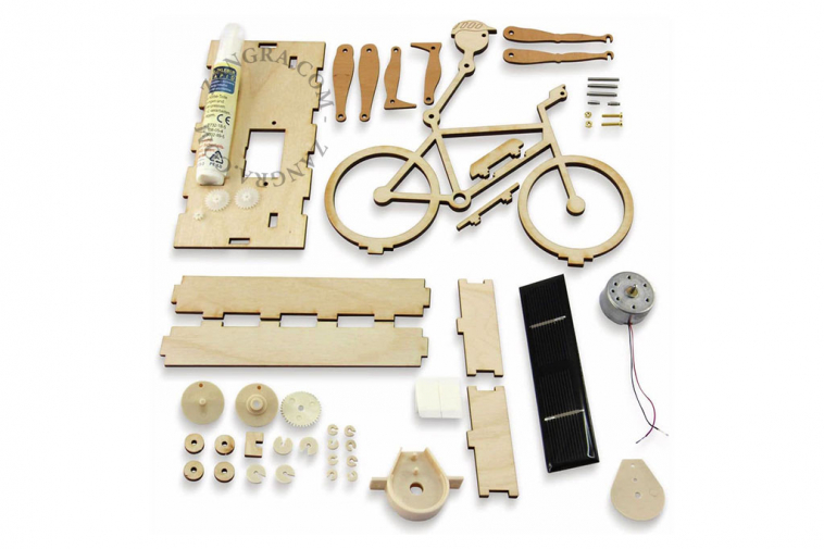 Construction kit for solar-powered bicycle