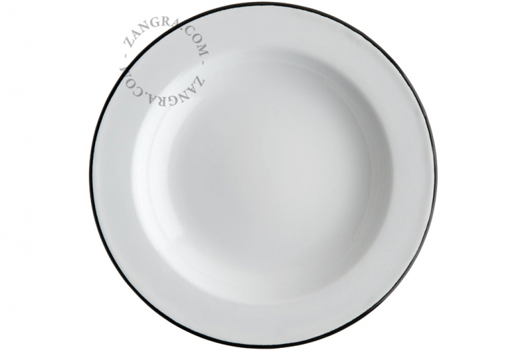 White enamel soup plate