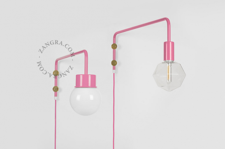 pink replacement base for a swing arm wall light