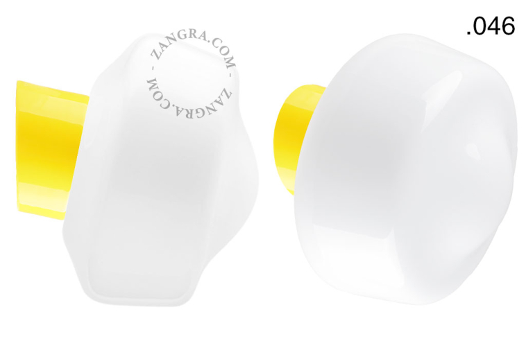 Yellow porcelain wall light with glass lampshade.