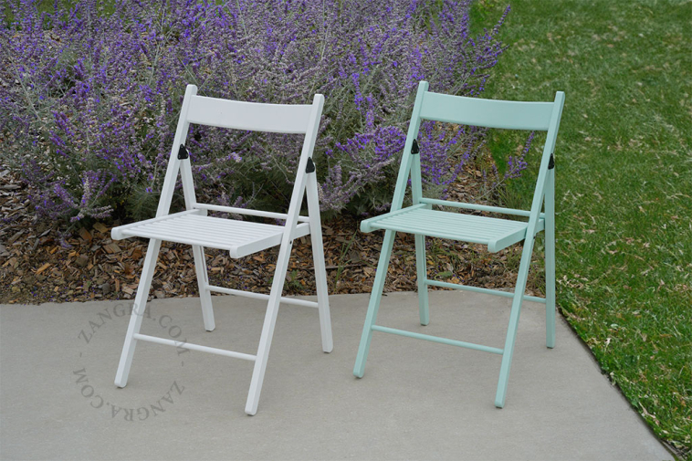 Wooden folding chairs.