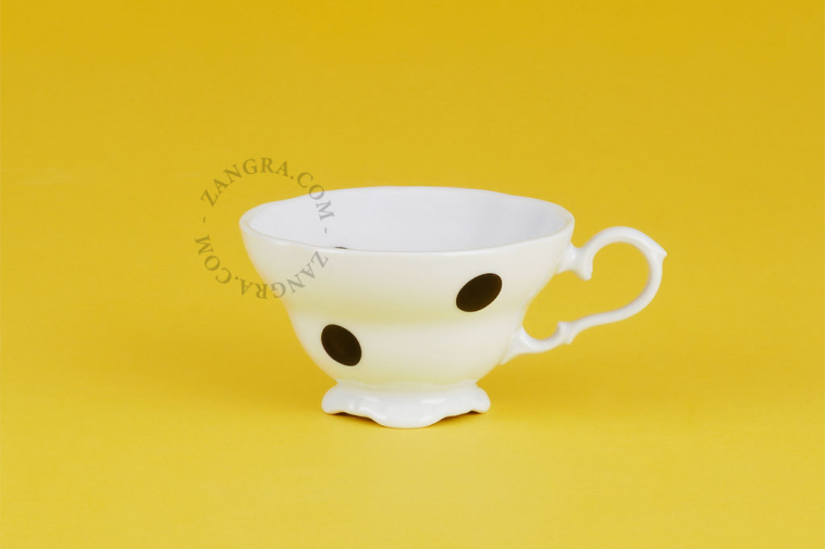 black dot porcelain cup