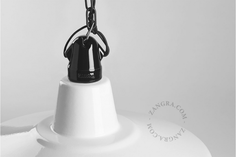 white enamelled industrial pendant light
