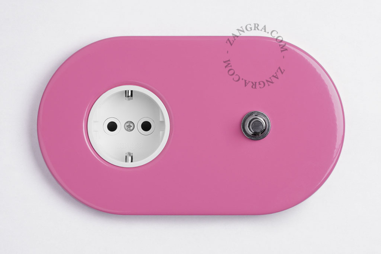 pink flush mount outlet & switch – nickel-plated pushbutton