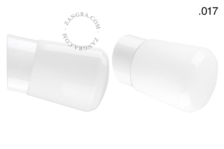 White porcelain wall light with glass lampshade.