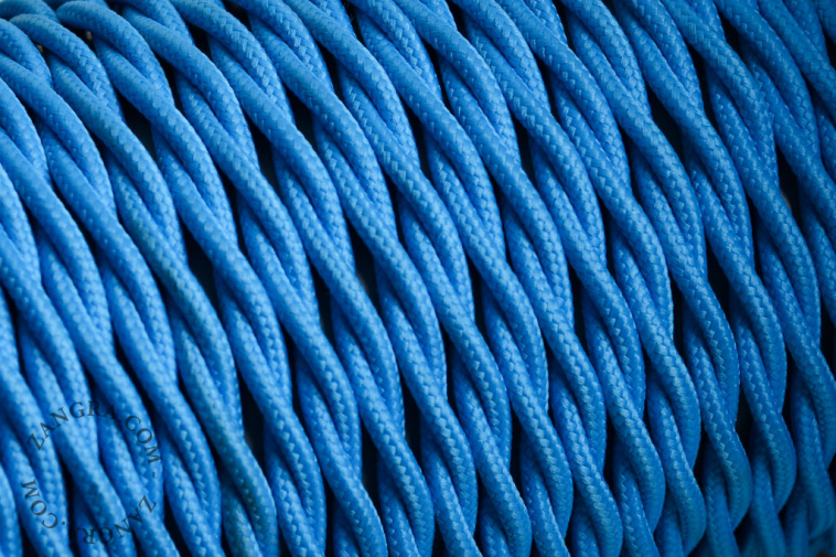 Turquoise fabric twisted cable.