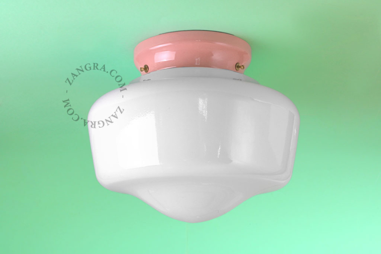 Art Deco lampe i pink porcelæn.