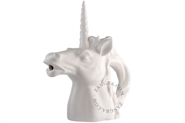 Ceramic unicorn-shaped pitcher.