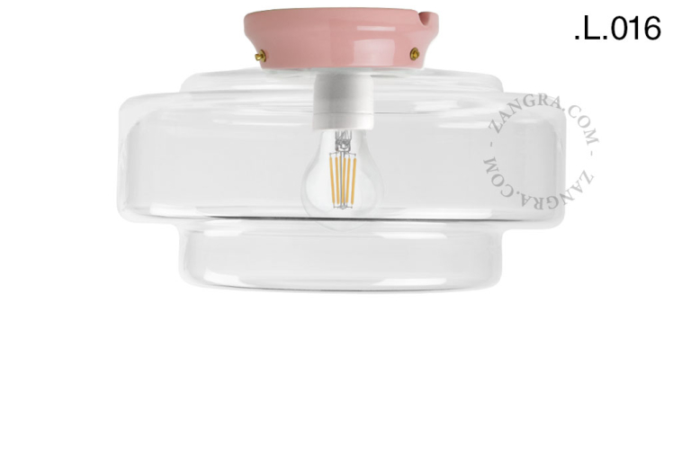 Art Deco lampe i pink porcelæn.