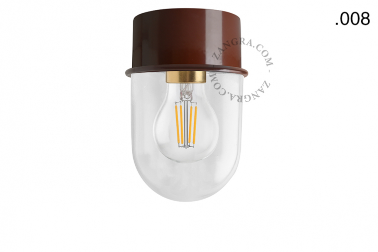 brown ceiling light with glass shade