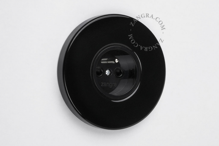black simple flush mount socket
