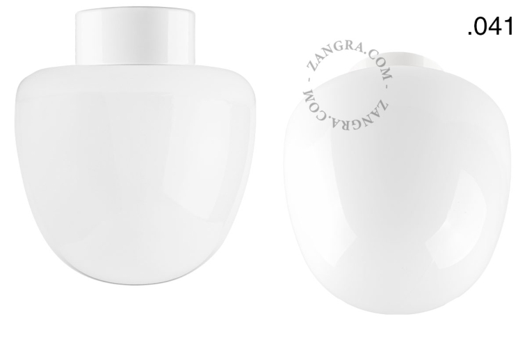 White porcelain lamp with glass lampshade.