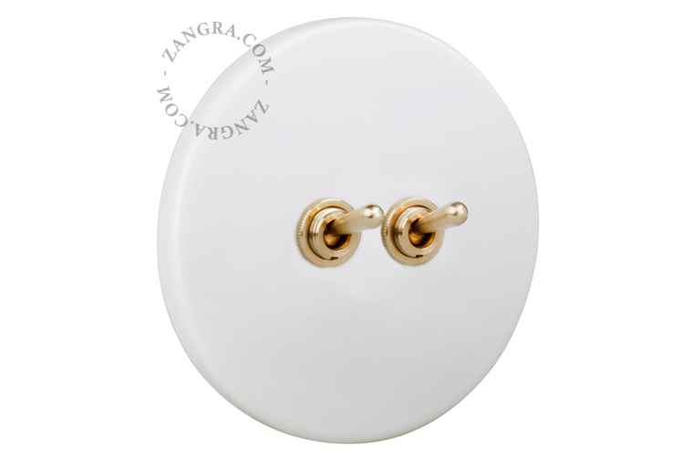 matte white porcelain switch - double two-way or simple brass toggle switch