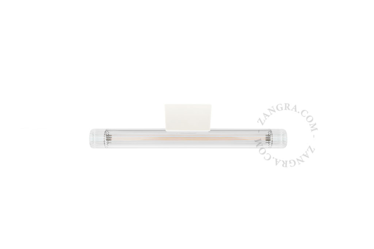 White Linestra S14d lamp with ribbed glass.